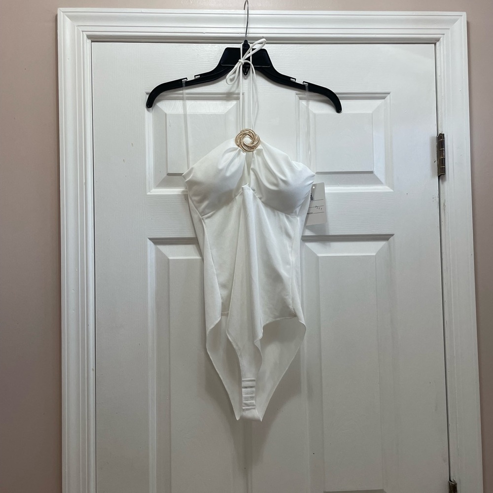 Made in Italy Elegant White Halter bodysuit